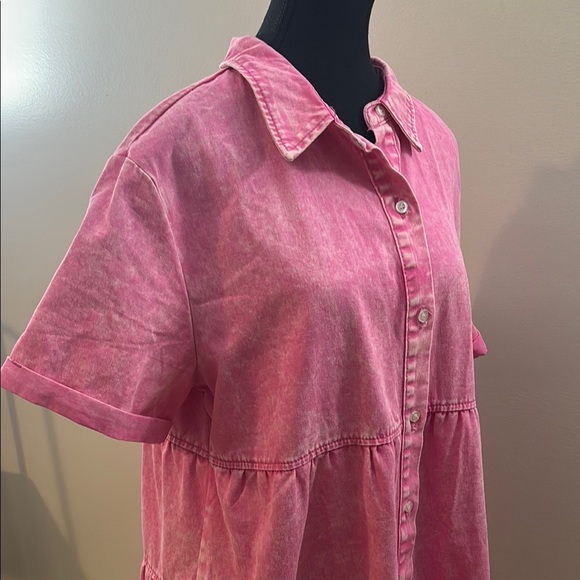 Pink Denim Ruffled Dress - Picture 4 of 4